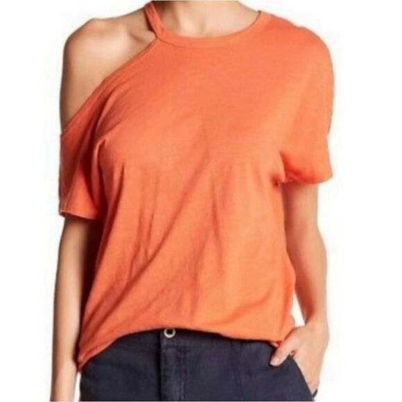 Stateside Orange Right Cold Shoulder Cut Out T-shirt size Small - Picture 1 of 5